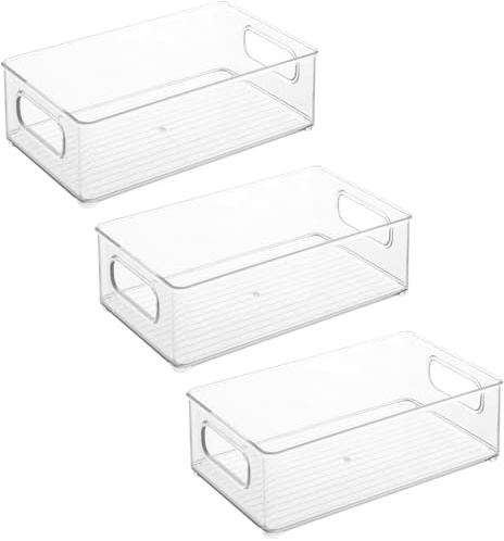 Ctomche Cat Treats Box Cat Food Pouch Storage Contaienr, 3 Pack Clear Pet Treats Container with Handle,Kitten Treats Sticks Chew Holder,Wet Food Tin, Pet Food Storage Snack Station