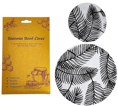 Copertura per ciotole di cera d'api biologica naturale con elastico, 2 pezzi. Copertura sostenibile e riutilizzabile per alimenti, perfetta come coperchio per mantenere e conservare gli alimenti