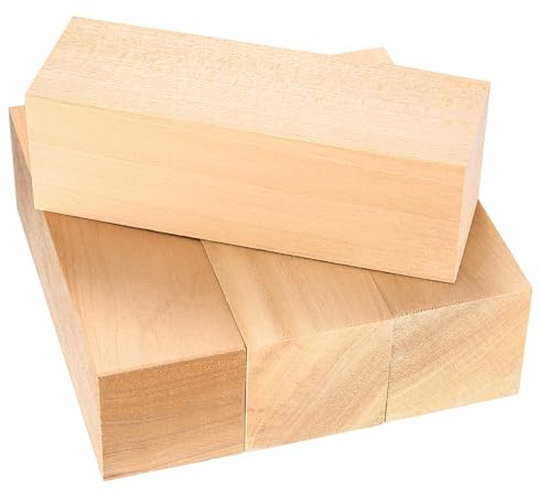 Blocchi di legno da intaglio, 4 pz grande legno di tiglio per intaglio, blocchetti di legno naturali da scolpire e intagliare per lavorazione, scultura, per principianti e adulti, fai da te, 15×5×5 cm