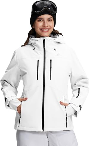 Pioneer Camp Giacca da sci da donna, impermeabile, antivento, calda, giacca invernale outdoor per sci, snowboard, escursionismo, bianco, M