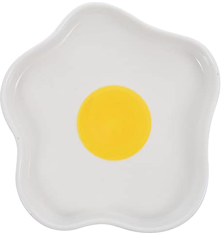 ZUNOXAZ Petite Assiette Œuf Design Irrégulier en Céramique Blanche | Dessert et Salade, Usage Petit-déjeuner Familial, Pièce Élégante aux Lignes