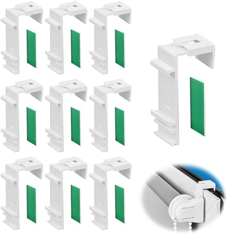 10x Klemmhalter Lang Doppelrollo Ohne Bohren Befestigung Fenster Tuer | Klemmfix Zubehoer Ersatzteil, PVC Tuerfluegel Holzfenster Rahmen, Balkontuer Anbringung, Aufhaengung Montage, Duorollo