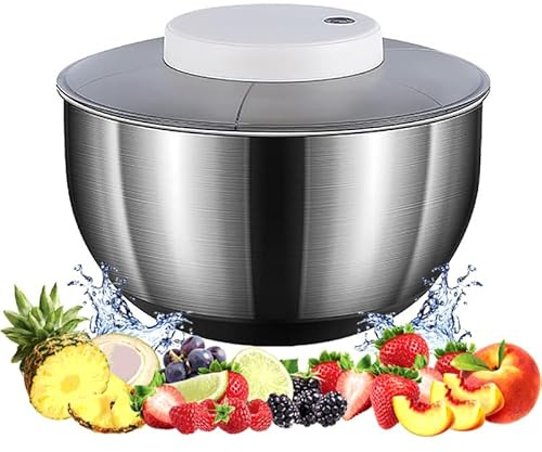 Centrifuga per Insalata Elettrica Lavaverdure Ricaricabile Tramite USB da 4,5 Litri Senza Bpa Cestello Scolapiatti Disidratatore Frutta