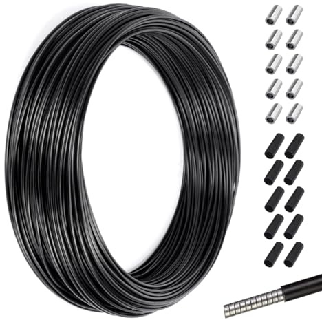 Fahrrad Bremszughülle 10M, Ø5mm Fahrrad Bremsseil mit 10 Plastik Endkappen + 10 Legierung Endkappen, Universal Bowdenzug Hülle, Bremszug Bremszughülle Ersatz Kabel für MTB Rennrad E-Bike(Schwarz)