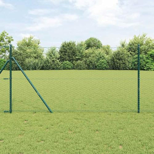 Valla de acero recubierto de PVC verde, 1 x 10 m, resistente a la intemperie, con postes, alambre de tensión, ideal para jardín, terraza, protección visual al aire libre
