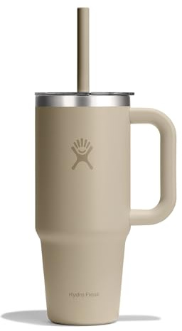 Hydro Flask - Travel Tumbler 710 ml (24 oz) | Transparenter Press-In Strohhalmdeckel – Edelstahl – Doppelte Vakuumisolierung – Spritzfest – Oat