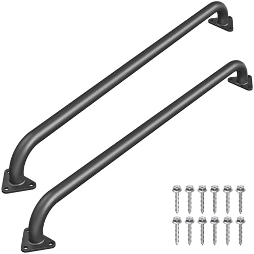 SELEWARE 42-Inch Black Metal Playground Safety Handle - 2 Pcs Heavy-Duty Playset Grab Bars for Treehouse, Rock Climbing Wall & Jungle Gym - Indoor/Outdoor Ladder Handle for Kids Playground Equipment