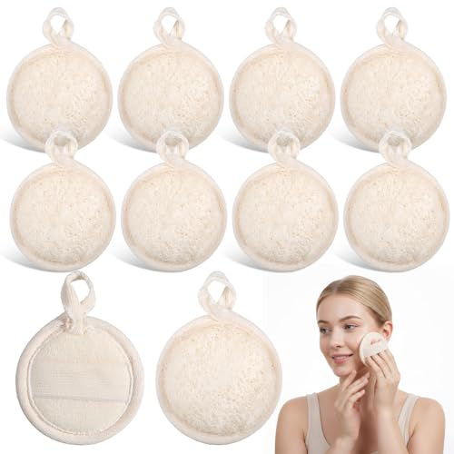 8 spugne esfolianti in luffa naturale, 8 cm, esfolianti per il viso, spugna per la pulizia del viso, per donne e uomini, bagno, spa e doccia