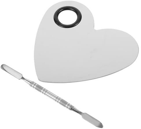 HOMSFOU Coffret 2 Pièces Palettes de Nail Art en Acier Inoxydable de Cœur, Plaques de Mélange à Peindre, Faciles à Nettoyer