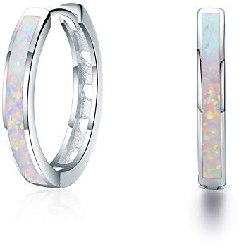 CUOKA MIRACLE Huggie-Ohrringe, Creolen, 925er-Sterlingsilber, feiner Kreis, aufklappbar, niedliche synthetische Opal-Ohrringe, Geschenk für Muttertagsgeschenke