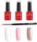 Bluesky French Ombre Manicure Gel Nail Kit, Gel Nail Polishes with Ombre Nail Art Brush, White, Pink, Glitter, 3 x 5 ml
