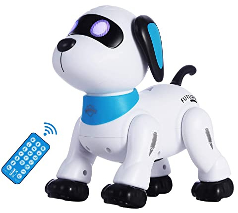 yiman Remote Control Robot Dog Toy – Interactive & Programmable RC Robot Toy for Kids 3+, Smart Dancing Puppy with LED Eyes & Sound, Rechargeable Electronic Pet Toy for Boys & Girls – Blue