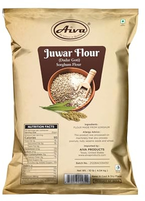 Aiva Sorghum Flour | Juvar Juwar Flour (2 LB Bulk) – Premium flour for Cooking, Baking, Sirtfood