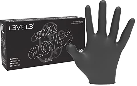 L3 Level 3 Nitrile Gloves - Professional Heavy Duty Disposable Gloves - Latex Free - Fits Snug - Box of 100