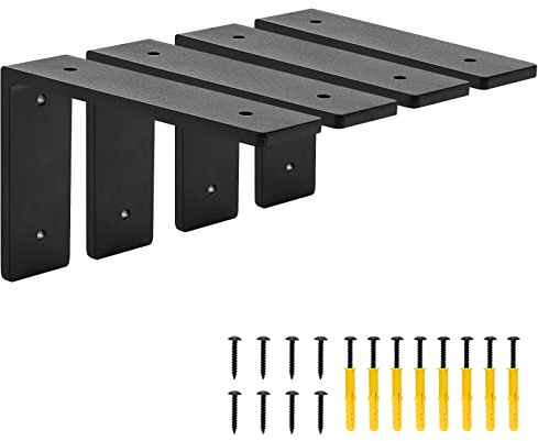PICESA 6x 4Shelf Brackets,L Shelf Brackets, die-cast Formation, Vertical Angle, Premium Alloy Metal Heavy Duty Shelf Bracket, high Strength Mounting Hardware Included, Corner Brace Joint,Pack of 4