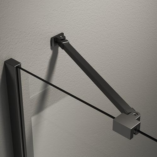 Dusche Stabilisator 50 cm 2 Stück Matt Schwarz Edelstahl Haltestange Stabilisierungsstange Winkel flexibel, einstellbar für Glasstärken 4-8 mm für Duschwand Duschkabine Seitenwand Fixiert
