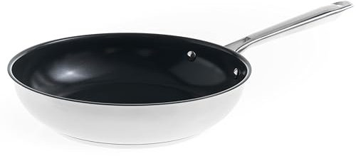 LACOR - 44324 - Padella in Acciaio Inox 18/10 Cuisine, Padella Antiaderente in Ceramica PPG Fusion Pro, Adatta a tutti i tipi di Fornelli Compresa l'Induzione, 100% PFASfree, Ø24cm