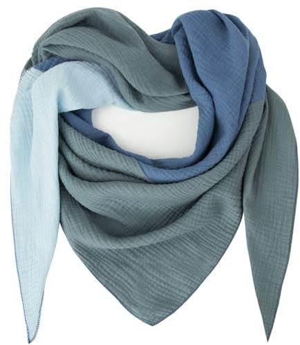 Gloop Sciarpa da donna XXL in maglia a triangolo in cotone mussola senza prurito sulla pelle, realizzata in Italia, Taglia unica