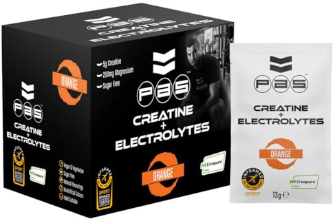 PAS Nutrition Creatine + Electrolytes - 30 Sachets | 5g Creapure® Creatine Monohydrate | Electrolyte Blend | Vegan | Sugar-Free | Orange Flavor