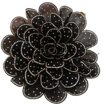 15 cm Blumen-Haarnadel, Blumenbrosche, mehrschichtige Kleidungsapplikationen, Hochzeits-Brosche, Ansteckblumen, Haar-Kopf-Clip auf Blumen (schwarz)