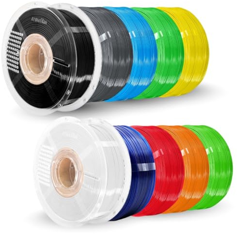 Filamento di Ricarica AzureFilm PETG Hyper Speed da 10 kg, 1,75 mm – Senza Bobina – 1kg/ricarica – Per Stampa 3D ad Alta Velocità – Resistente, Durevole, Anti-umidità (MIX)