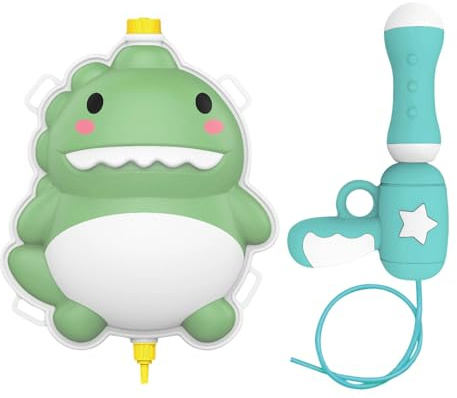 Ejoyous Pistola Ad Acqua a Zaino, Sparatutto Ad Acqua di Grande capacità con Tappo in Gomma, Ingresso e Cinghie Regolabili, per Giochi All'aperto per (Grande pistola a forma di dinosauro