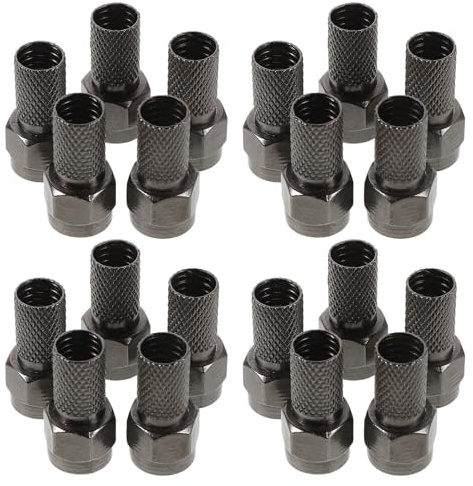 LIGIGWASH 20 Unidades Conector de Compresión Tipo F Rg6 para Antena de Televisión Aleación y Recubrimiento de Níquel, Resistente Intemperie para Uso en Exteriores y Conexión Rápida