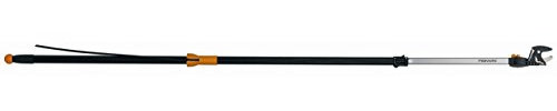 Fiskars Bypass Teleskop-Schneidgiraffe für frische Äste und Zweige, Antihaftbeschichtet, Stahlklinge/Aluminiumstiel, Länge 2,4 – 4 m, Schwarz/Orange, UP86, 1000598