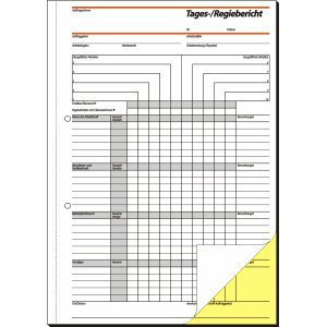 Sigel 5 x Tages-/Regiebericht A4 hoch 56g/qm 1. und 2. Blatt Bedruckt selbstdurchschreibend 2x40 Blatt