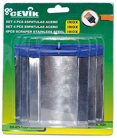 CEVIK CE-2240 Set 4 Spatole in Acciaio Inox per Stucco e Verniciatura Carrozzeria Professionale - Alta Precisione - Uso Intensivo - Resistenza alla Corrosione