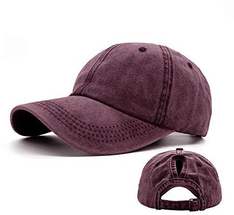 Ruyosn Basecap Damen Cap Zopf Kappe Vintage Atmungsaktiv Verstellbar Cappy für Pferdeschwanz Sonnenschutz Hip hop Cap Lange Haare Baumwolle Cap Mädchen Baseball Kappe Sommer