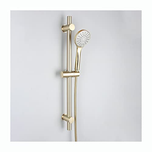 GLYYRLR Brausestange, Duschstange 304 Edelstahl Verchromt Brausestange Verstellbar Duschkopf Stange Wandstange Brausestangenset mit 3 Strahlarten Handbrause und Brauseschlauch,Brushed Gold
