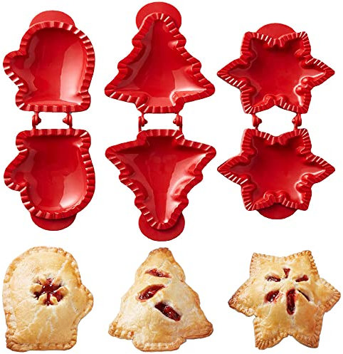 3PCS Christmas Cookie Moulds, One Press Fruit Fall Hand Pie Mold, Xmas Tree/Gloves/Star Pie Maker, Pie Crust Mold, Mini Pie Cutter, Dough Press Mold Tool for Baking, Pocket Pie Molds - 3 Mixed