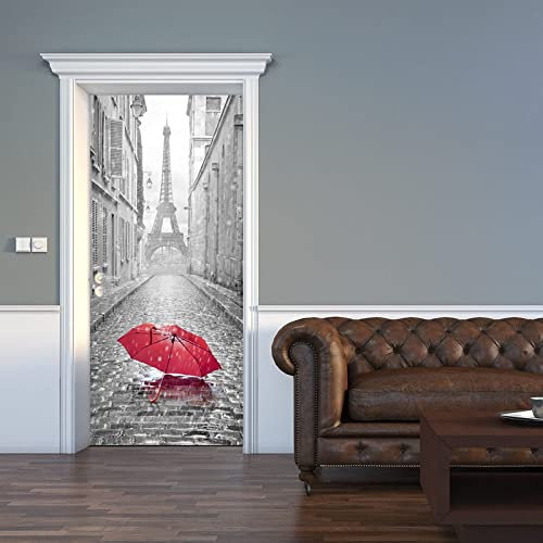 stickers paroi de douche 90x215cm(35.43 inches * 84.64 inches) Stickers De Porte Autocollants De Porte 3D Auto-adhésif ImperméAble Amovible WC,Sticker Porte Chambre,Autocollants Porte D Entree