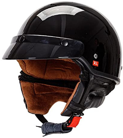 KEFFOR retrò Moto Mezzo Casco Scodella, Nero Caschi Jet da Moto, Moto Casco Mezzo, Casco Mezzo Guscio ECE DOT Omologato, per Adulti Casco Scooter Chopper Cruiser (Color : B, Size : XXL=(63-64cm))