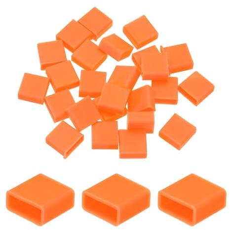 sourcing map 25pcs USB Type A Port Plugs Covers Caps Silicone Anti Dust Protector for USB Male End, Orange