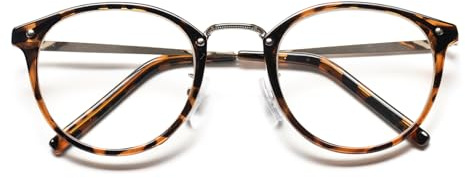 KAEOISFU Vintage Rund Lesebrille 1,0 für Damen, Retro Metall Blaulichtfilterung Computerleser, Lesehilfe Gegen Augenermüdung Leser Brille