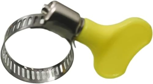 QINALO 14-Pack Yellow Stainless Steel Hose Clamps, Adjustable Thumb Screw Key-Type Clamps, 8mm Bandwidth, Ideal for Plumbing, Automotive, and Machinery Applications (Size:13-19mm(1/2-3/4)