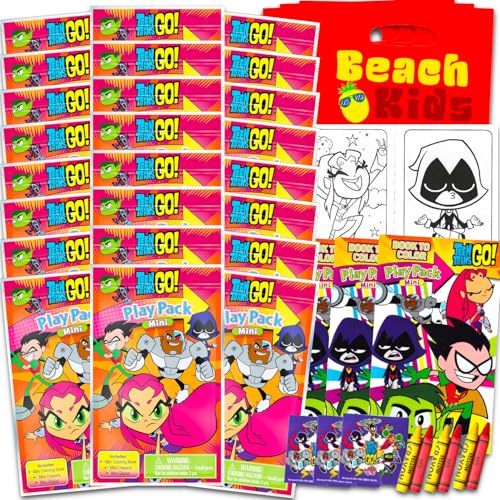 DC Comics Teen Titans Go Mini-Partygeschenk-Set – Paket mit 24 Teen Titans Spielpackungen mit Malvorlagen, Aufklebern und mehr, Teen Titans Go Partyzubehör