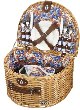 cilio Picknickkorb Salina für 4 Personen, geflochtene Weide, Kühltasche | Picknick-Korb SALINA für 4 Personen mit herausnehmbarer Kühltasche, Besteck, Gläsern und Tellern aus geflochtenem Weide
