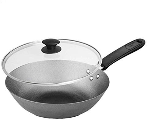 DDKYHU Sauteusen, Kochgeschirr, Wok, Bratpfanne, verbrühungssicherer Griff, antihaftbeschichteter Gaskocher mit Glasdeckel, für alle Wärmequellen geeignet, leicht zu reinigende Bratpfanne / 32 cm ()