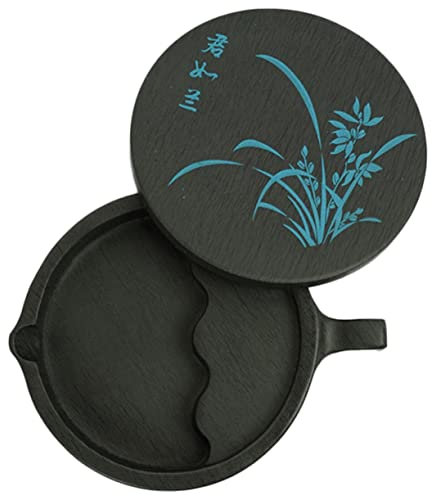 CORHAD Kalligraphie Tintenstein Mit Deckel Fischform Steinoberfläche Glatte Schreibfläche Langlebig Für Kalligraphie Und Schreiben Perfektes Schreibzubehör Für Schüler