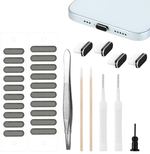 USB C Dust Plug, USB C Plug Cover with Phone Speaker Cover Kit, USB C Port Cleaner, Type C Cover Cap for All Devices with Type-C Charging Port