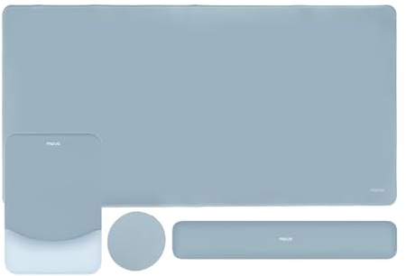 MOSISO Kit Tapis Souris Gaming & Repose-poignet Clavier,Aiguemarine | Tapis Souris Rectangulaire avec Repose-poignet & Sous-verre, Antidérapant, Ergonomique, Bord Silicone Incurvé