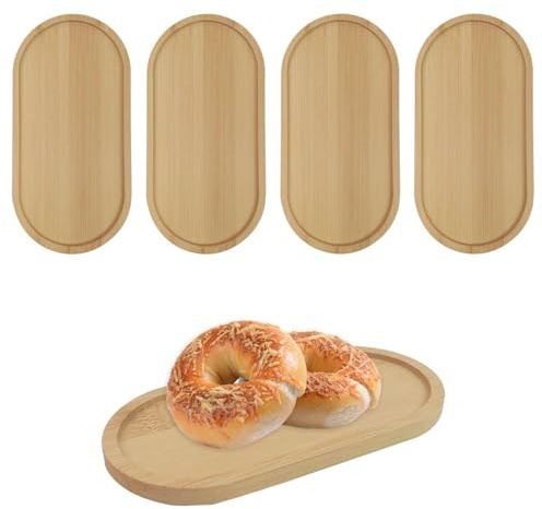 TYFGRT Bandeja Ovalada De 4 Piezas, Bandeja para Tazas De Té De Madera, Posavasos Simples, Bandeja para Cubiertos Pequeños, Bandeja para Candelabros Decorativos, Mini Bandeja para Plantas Verdes