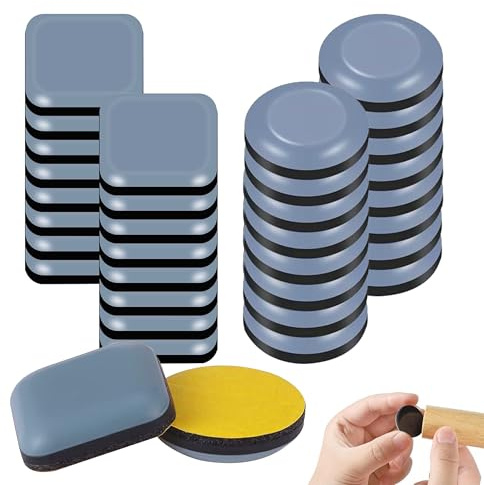Teflongleiter Selbstklebend,32pcs Selbstklebende Möbelschieber Stuhlgleiter | Möbelgleiter Profi Möbelgleiter PTFE Gleiter Stuhlgleiter für Schwerer Möbel Teppich(Quadrat Und Runde)