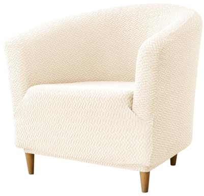 Hearda Housse de Fauteuil Cabriolet 1 Place Beige, Chesterfield Jacquard Extensible Housse Fauteuil Club Tub Chair pour Salon Café Universel