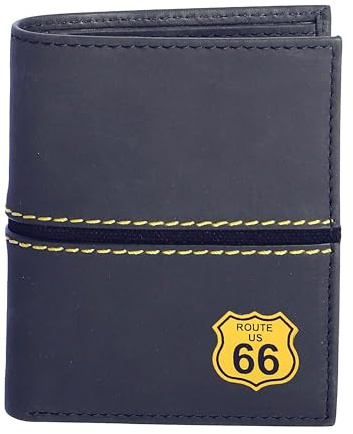 Route 66 Luis, Hombre Monedero Tarjetero RFID Cartera Piel, Azul Marino, Estándar