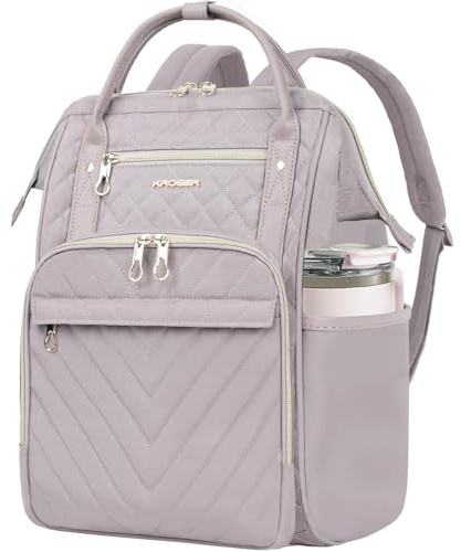 KROSER Laptop Ryggsäck Dator Ryggsäck College Casual Daypack, Quiltad dammig rosa, 17 inch