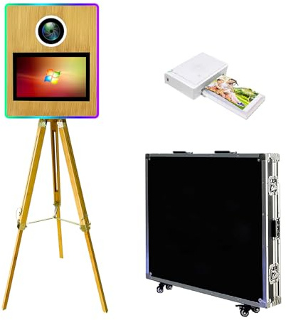 WideMeet Tragbare Fotoautomat mit 15,6 Zoll Touchscreen Selfie Photobooth DSLR Photo Booth Maschine für Hochzeiten, Partys, Veranstaltungen (Photo Booth Maschine + Drucker)